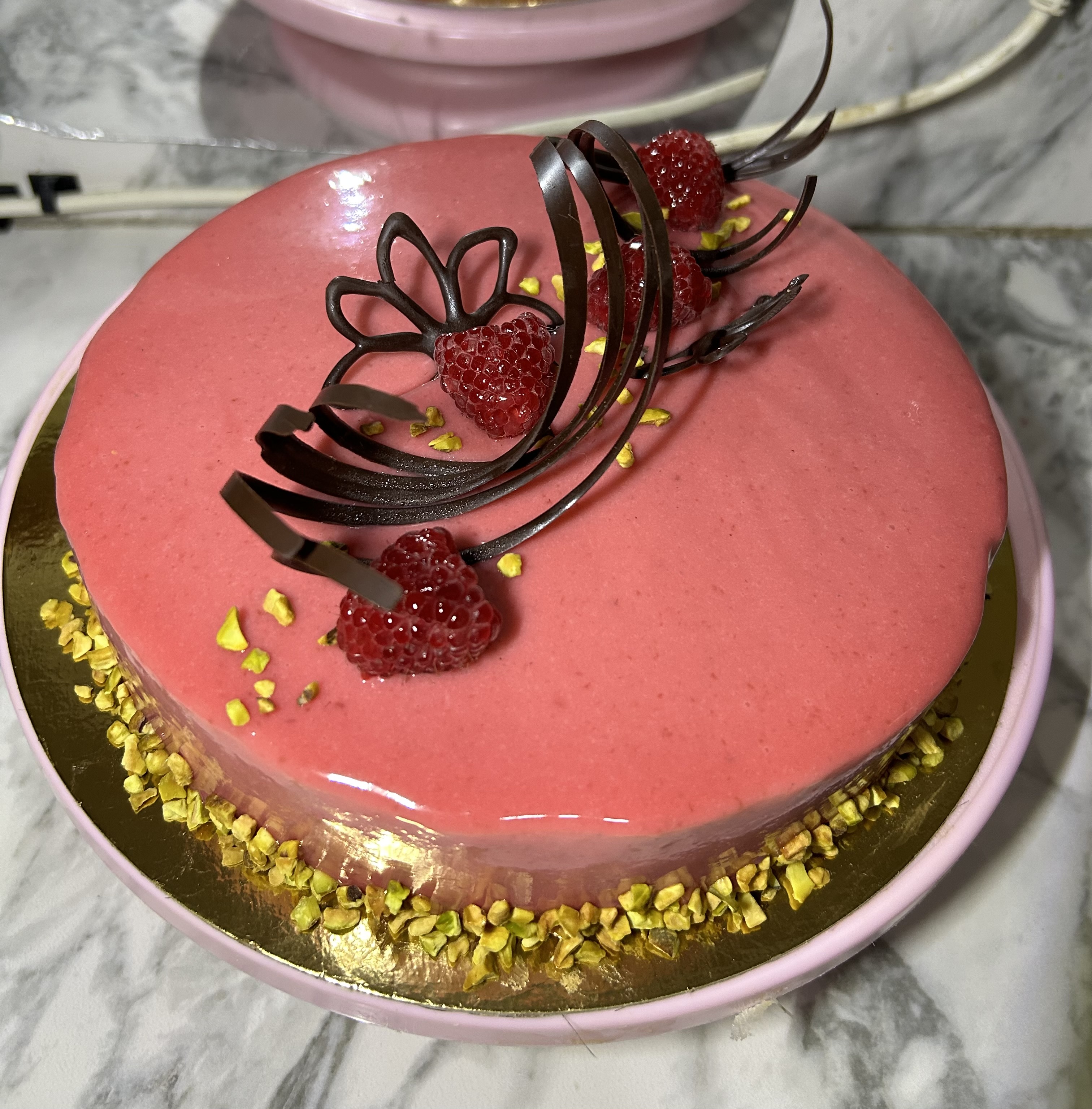 Entremet pistache frambroises